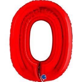 Фолиев балон цифра "0",размер 40"/100см,цвят червен
