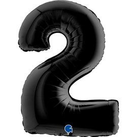 Фолиев балон цифра "2",размер 40"/100см,цвят черно