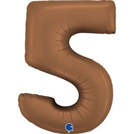 Фолиев балон цифра "5",размер 40"/100см,цвят шоколад
