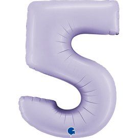 Фолиев балон цифра "5",размер 40"/100см,цвят лилав сатен