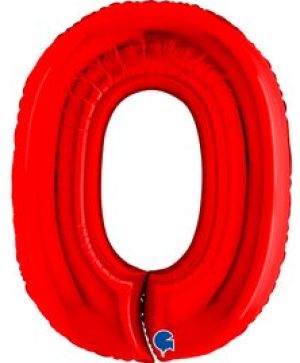 Фолиев балон цифра "0",размер 40"/100см,цвят червен