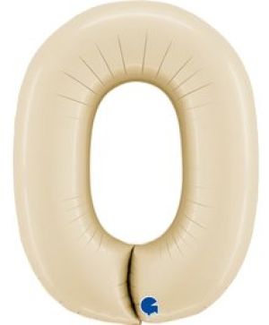 Фолиев балон цифра "0",размер 40"/100см,цвят крем