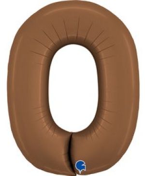 Фолиев балон цифра "0",размер 40"/100см,цвят шоколад