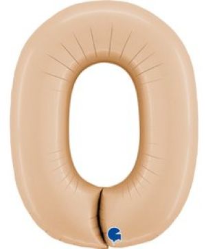 Фолиев балон цифра "0",размер 40"/100см,цвят нюд