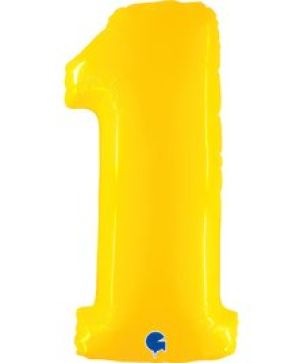 Фолиев балон цифра "1",размер 40"/100см,цвят жълт