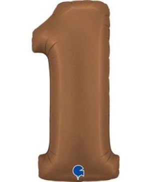 Фолиев балон цифра "1",размер 40"/100см,цвят шоколад
