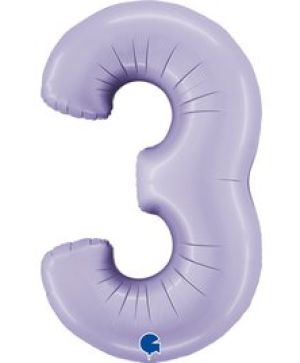Фолиев балон цифра "3",размер 40"/100см,цвят лилав сатен