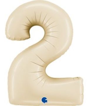 Фолиев балон цифра "2",размер 40"/100см,цвят крем