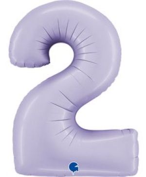 Фолиев балон цифра "2",размер 40"/100см,цвят лилав сатен