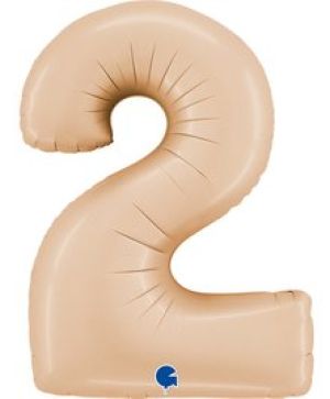 Фолиев балон цифра "2",размер 40"/100см,цвят нюд