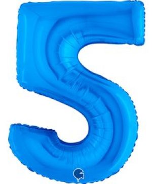 Фолиев балон цифра "5",размер 40"/100см,цвят тъмно син