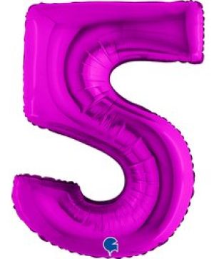 Фолиев балон цифра "5",размер 40"/100см,цвят лилав