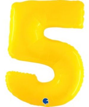 Фолиев балон цифра "5",размер 40"/100см,цвят жълт