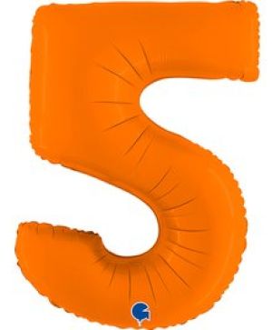 Фолиев балон цифра "5",размер 40"/100см,цвят оранжев