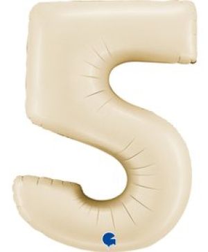 Фолиев балон цифра "5",размер 40"/100см,цвят крем
