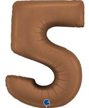 Фолиев балон цифра "5",размер 40"/100см,цвят шоколад