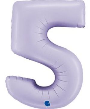 Фолиев балон цифра "5",размер 40"/100см,цвят лилав сатен