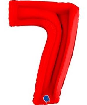 Фолиев балон цифра "7",размер 40"/100см,цвят червен