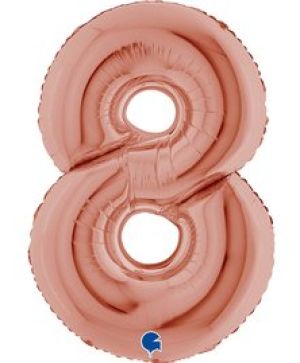 Фолиев балон цифра "8",размер 40"/100см,цвят розово злато