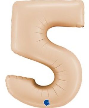 Фолиев балон цифра "5",размер 40"/100см,цвят нюд